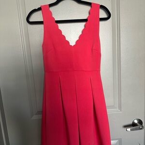 Forever 21 Vibrant Pink Scalloped Midi Dress